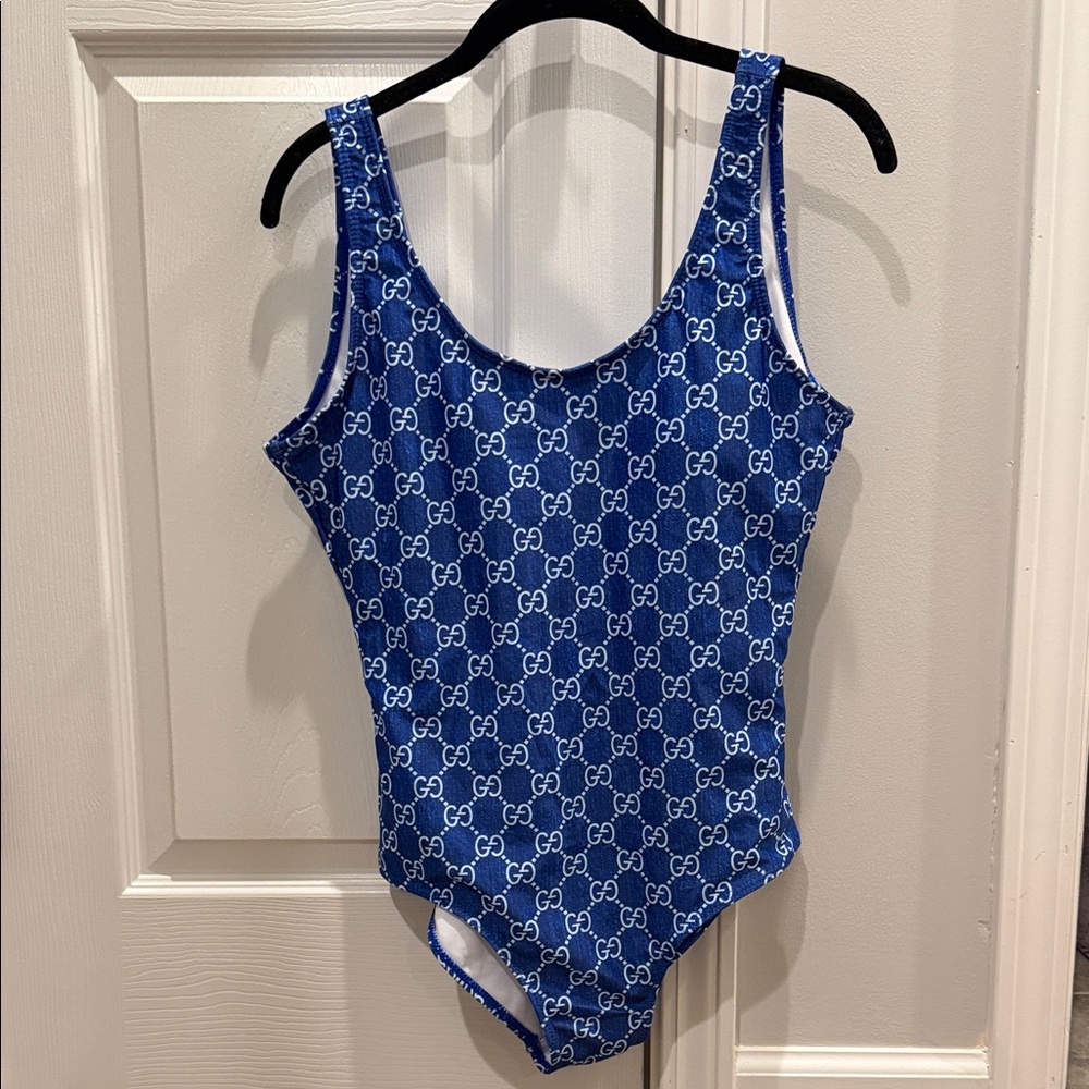 Blue one piece swimsuit L